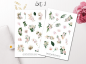 Preview: Flowers Beige Sticker Set